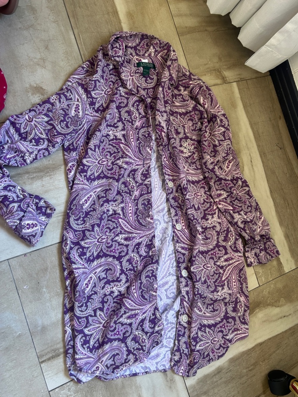 Polo by Ralph Lauren Purple Paisley Button-Front Shirt Jacket